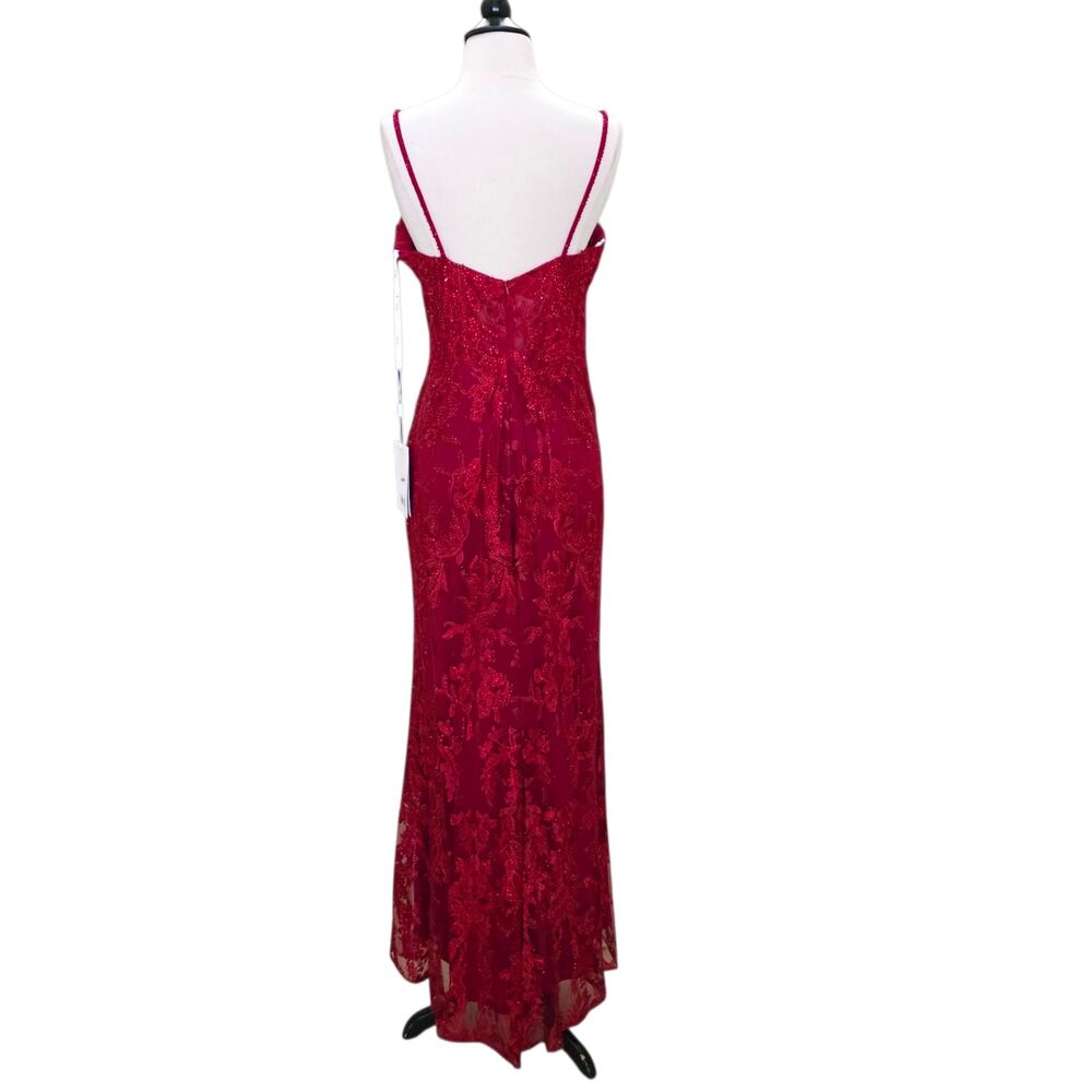 Mac Duggal 20330 Red Beaded Formal Dress Embroidered Evening Gown Maxi 12 - Picture 10 of 11